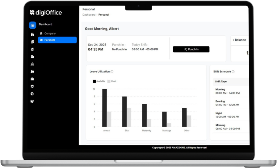 digiOffice Dashboard Mockup
