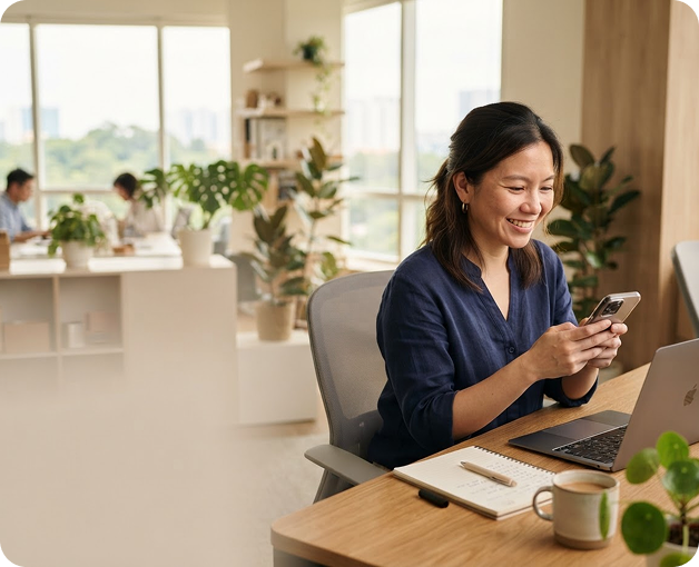 Employee accessing HR services on a mobile phone